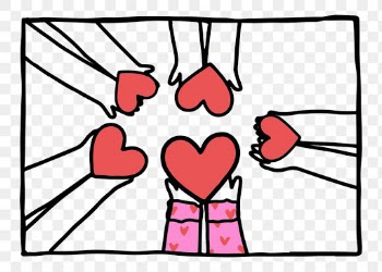 Friendship png doodle hands holding hearts | Free stock illustration | High Resolution graphic