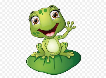 Frog Cartoon Illustration - The frog on the lotus leaf 