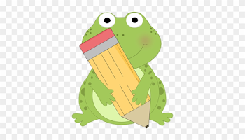 Frog Holding A Pencil - Frog With A Pencil - Free Transparent PNG ...