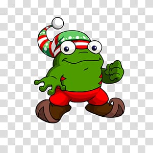 Frog illustration, Christmas Quiggle transparent background PNG clipart