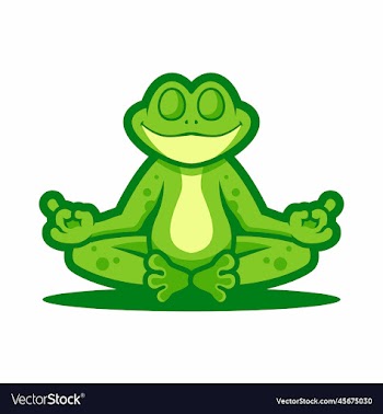 frog meditation cartoon character mascot