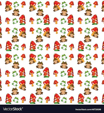 frogs and mushroom seamless pattern