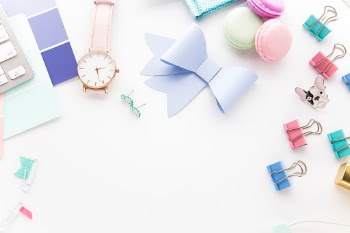 From the Oh Tilly A 'Lil Bit of Pastel series. With big hand made paper bows, a pink banded watch and a sweet little Frenchie enamel pin - it's perfect for your brand. 
