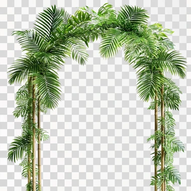 front image wedding arch made all with palm leaves. png styl