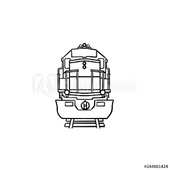 Front view of train hand drawn outline doodle icon