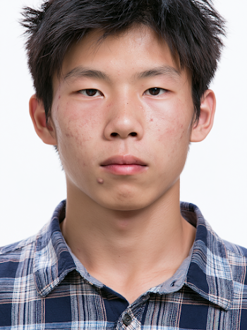 Frontal Portrait of an 18-Year-Old Chinese Boy