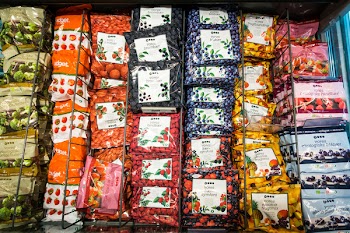 Frozen fruit in a supermarket 