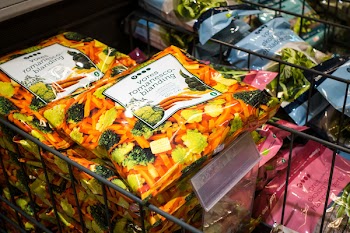 Frozen mix of vegetables in a supermarket 