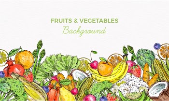 Fruit and vegetables background Free Vector