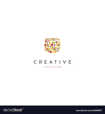 Fruit basket shop creative logo design vector image