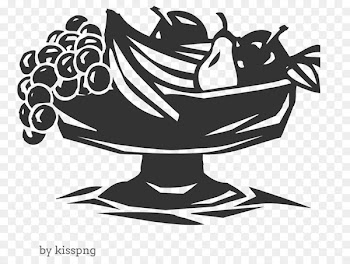 fruit dish, grape, banana, pear - cartoon transpar -  