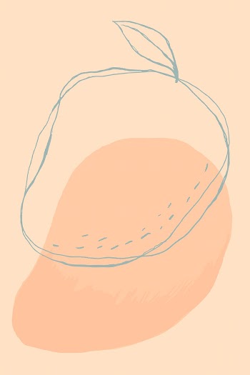 Fruit doodle mango design space on peach background