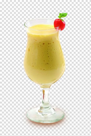 Fruit juice in footed drinking glass, Milkshake Juice Mango , Mango milkshake transparent background PNG clipart
