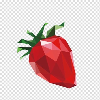 Fruit Polygon Geometry Shape, Red decoration strawberry decoration illustration transparent background PNG clipart