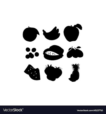 fruit set icon silhouette design