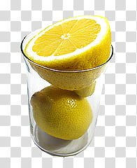 Fruit , sliced yellow lime fruit in clear drinking glass transparent background PNG clipart