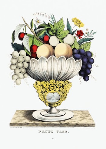 Fruit vase (1847) lithograph in high resolution by the famous Currier & Ives. Original from Library of Congress. Digital enhanced by rawpixel.