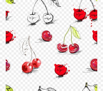 Fruit Watercolor painting Drawing - Little fresh cherry background 