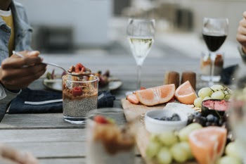Fruits and Dessert on Table