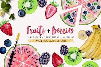 FRUITS + BERRIES watercolor set