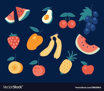fruits flat set concept