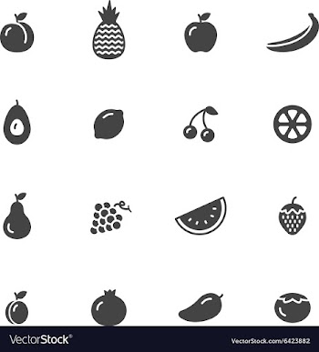  					Fruits Icons vector image														