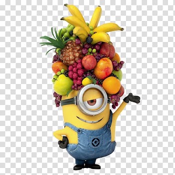 Fruits on Minion Stuart head , Bob the Minion Stuart the Minion Felonious Gru Edith Fruit, fruits basket transparent background PNG clipart