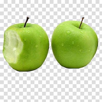 Fruits, two green apples illustration transparent background PNG clipart