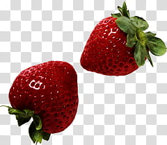 Fruits, two red strawberries transparent background PNG clipart