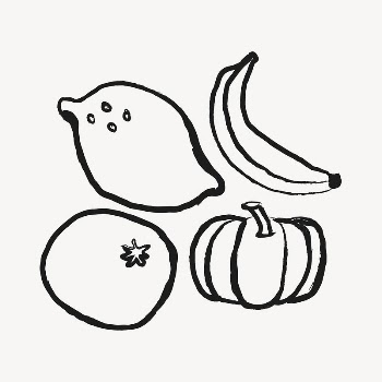 Fruits, vegetables sticker, doodle in black | Free Vector Illustration - rawpixel