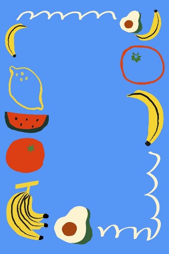 Fruity doodle frame background, blue | Free PSD - rawpixel