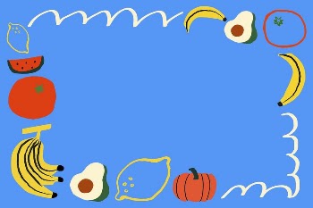 Fruity doodle frame background, blue | Free Vector - rawpixel