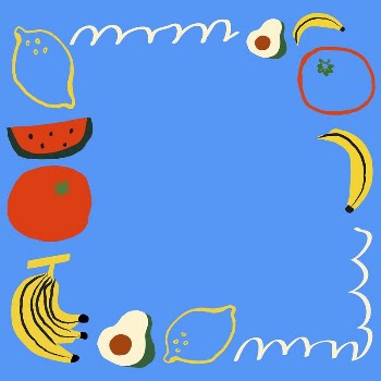 Fruity doodle frame background, blue | Free Vector - rawpixel