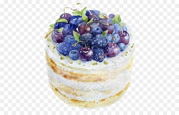 Frutti di bosco Watercolor painting Drawing Cake Illustration - Blueberry Cake 