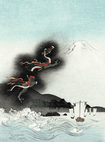 Fuji mountain with flying dragon | Free Photo Illustration - rawpixel