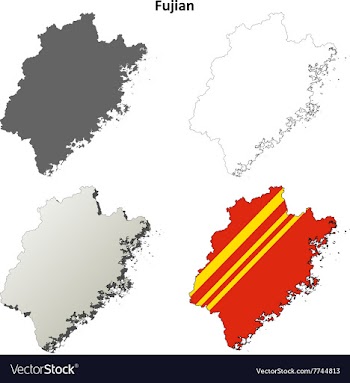 Fujian blank outline map set vector image