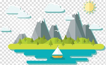 Fukei Illustration, Castle Peak and white cloud transparent background PNG clipart