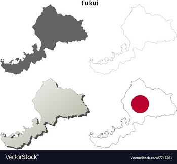 Fukui blank outline map set vector image