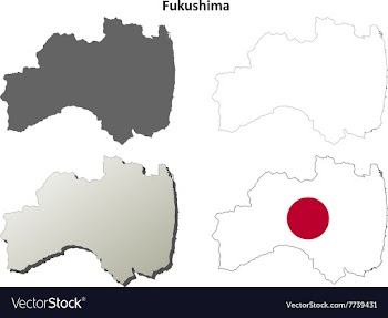 Fukushima blank outline map set vector image