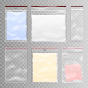 Full and empty transparent plastic bag set Free Vector