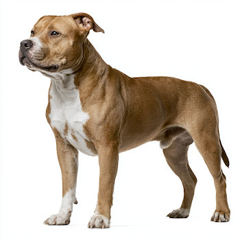 Full Body Pitbull in Profile on White Background