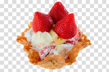 Full, dessert with red strawberry fruits transparent background PNG clipart