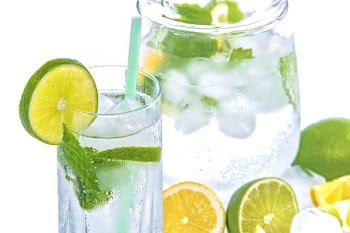 Full Drinking Glass With Slice of Lime