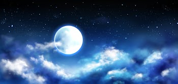 Full moon in night sky with stars and clouds scene Free Vector