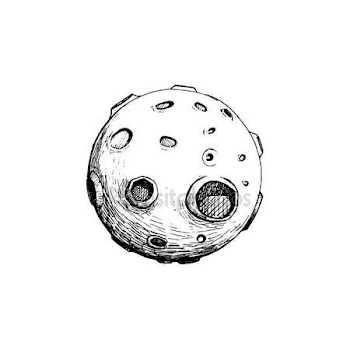 Full moon with craters. vector illustration hand draw. line art ...