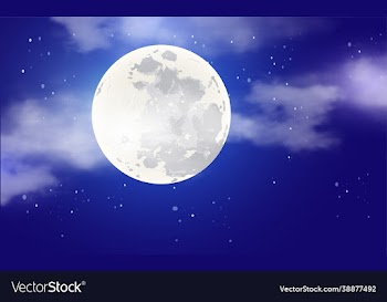 full moon with stars dark black sky at night 3d