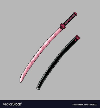 fully edited pixel art colored katana sword weapon