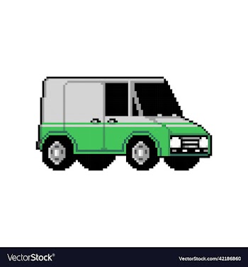 fully edited pixel green colored car