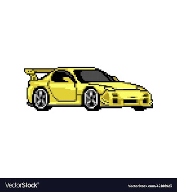 fully edited pixel yellow colored car