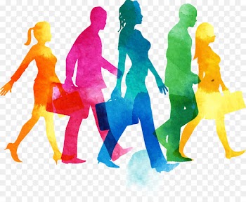 Fundamentals of Human Resource Management Illustration - Color ink silhouette walking 